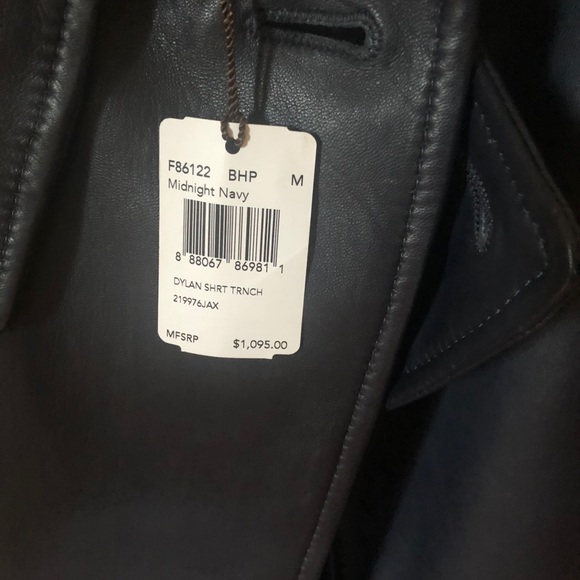 COACH navy blue leather short trench jacket - Picture 2 of 4